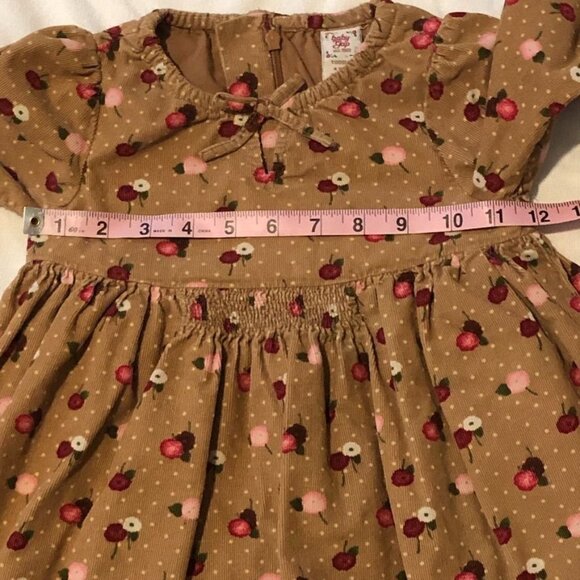 Baby Gap Girls Corduroy Dress Brown Flowers White Polka Dots Size 4Y or 4T - Picture 10 of 15